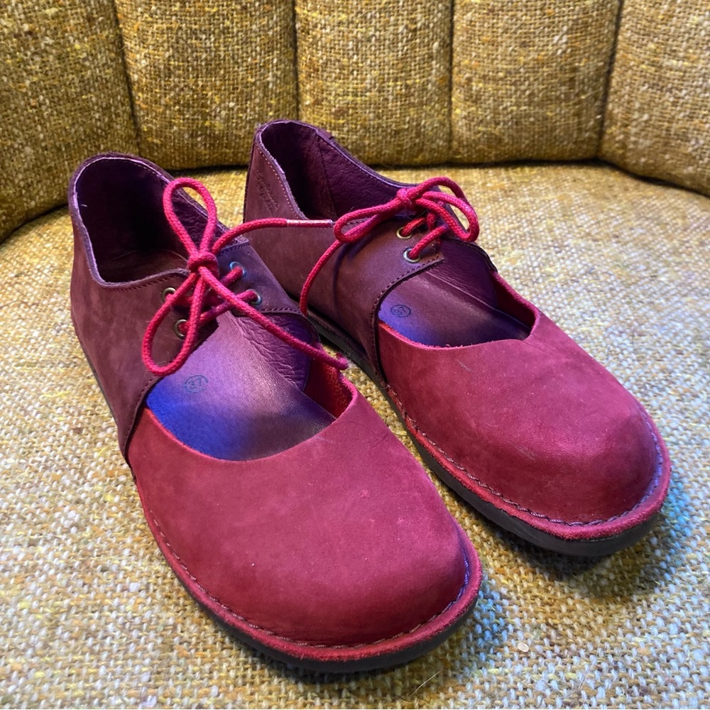 GUDRUN SJODEN red nubuck shoes, size 37